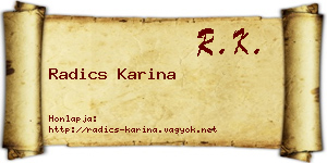 Radics Karina névjegykártya